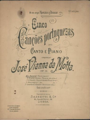 Cinco canções portuguezas para canto e piano