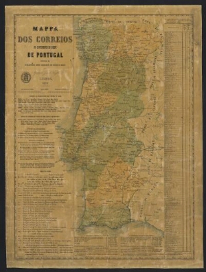 Mappa dos correios no continente do reino de Portugal