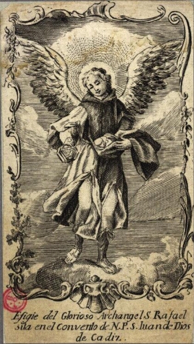 Efigie dei Glorioso Archangel S. Rafael sita en el Convento de N. P. S. Iuan de Dios de Cadiz