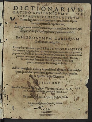 Dictionarium latino lusitanicum et vice versa lusitanico latinum