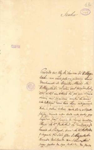 [Carta do Conde de Palma para D. João VI a dar conhecimento das notícias que teve sobre o levantamen...