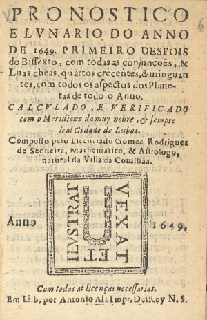 Pronostico e Lunario do anno de 1649