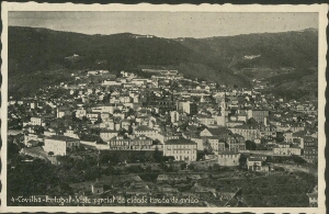 "Covilhã "Portugal", vista parcial da cidade tirada de avião