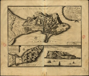 Plan de la ville de Gibraltar située au détroit de ce nom... en 1706 = Platte groud der stercke stad...