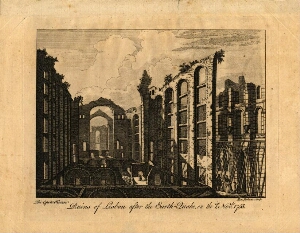 Ruins of Lisbon after the Earth-Quake, on the 1.st Nov.er 1755