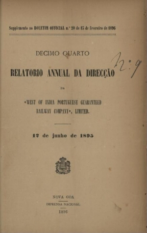 Relatório annual da Direcção da West of India Portuguese Guaranteed Railway Company