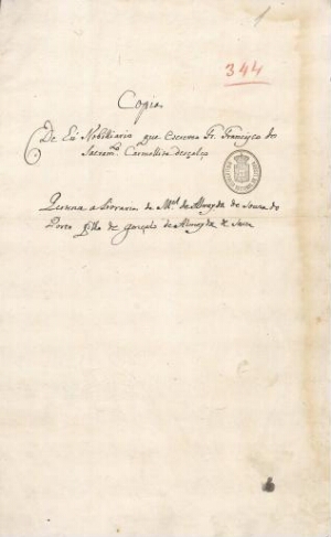 Copia de um Nobiliário que escreveu Fr. Francisco do Sacramento, Carmelita descalço