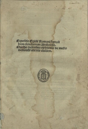 Expositio super libros Elenchorum Aristotelis.Quaestio de medio demonstrationis