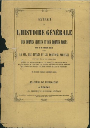 ["Extrait de l'Histoire Générale des hommes vivants et des hommes morts" dedicado a João de Andrade ...