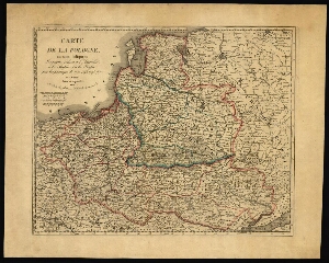 Carte de la Pologne, ou sont indiquées les parties échues à l'Autriche, à la Russie et à la Prusse p...