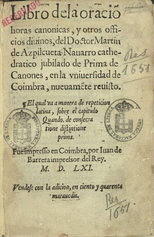 Libro dela oraciõ, horas canonicas y otros officios diuinos