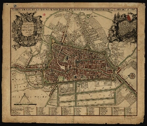 Urbis traiecti ad Rhenum novissima et accuratissima delineatio = De stad Utrecht is gesticht inªt ia...