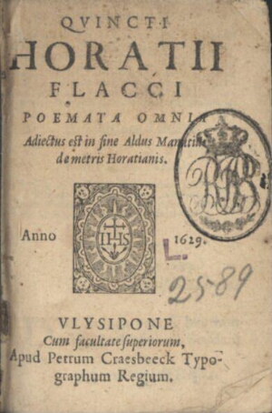 Quincti Horatii Flacci Poemata omnia.Adjectus est in fine Aldus Manutius De metris Horatianis