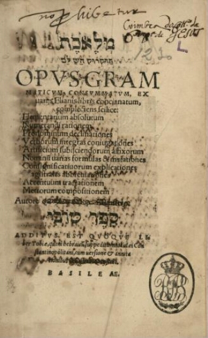 Opus grammaticum consummatum, ex uarijs Elianis libris concinnatum, complectens scilicet Elementariu...
