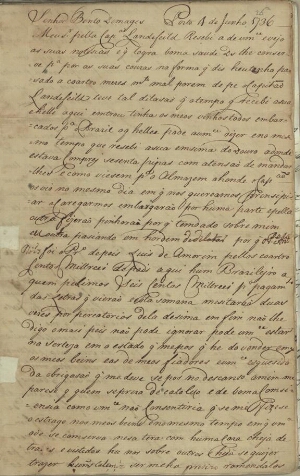 [Carta de Francisco Correia Pedrosa, dirigida a Bento Demages, relacionada com o carregamento de vin...