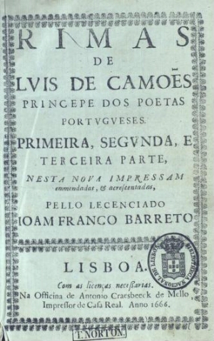Rimas de Luis de Camoe[n]s princepe dos poetas portugueses