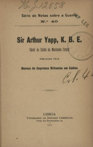 Sir Arthur Yapp, K. B. E.
