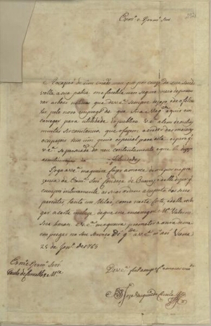 [Carta de José Vasques da Cunha, sobrinho de D. Luís da Cunha, a Paulo de Carvalho Menonça, sobre as...