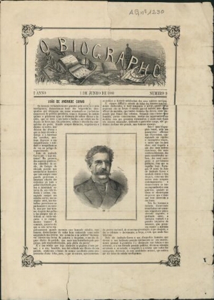 ["O Biographo", Primeiro ano, número 9, 1 de Junho de 1880, dedicado à figura de João de Andrade Cor...