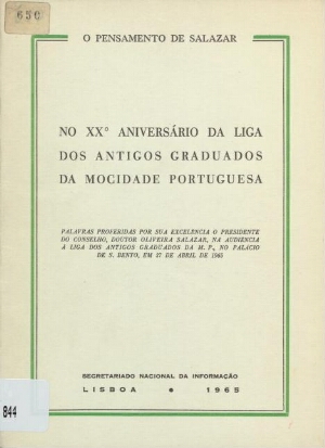 No XXº aniversário da Liga dos Antigos Graduados da Mocidade Portuguesa