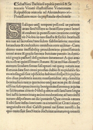 Oratio ad Alexandrum VI in praestanda Venetorum oboedientia