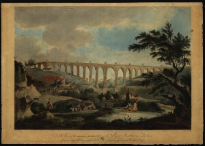 A S. W. view of the grand Aqueduct over the Valley of Alcantara near Lisbon