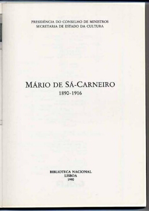 Mário de Sá Carneiro, 1890-1916