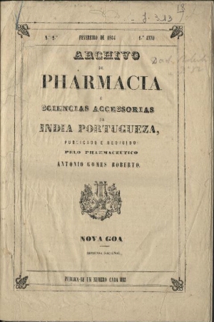 Archivo de pharmacia e sciencias accesorias da India Portuguesa