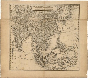 Carte des Indes et de la Chine, dressée sur plusieurs relations particulieres rectifiées par quelque...