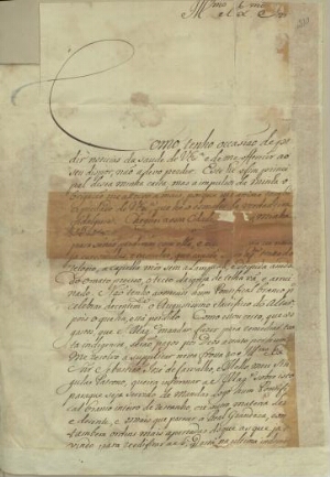 [Carta do Bispo do Maranhão, D. António de São José Moura Marinho, a Francisco Xavier de Mendonça Fu...