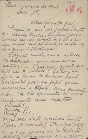 [Carta, 1913 jan. 15, Paris a Carlos de Sá Carneiro]