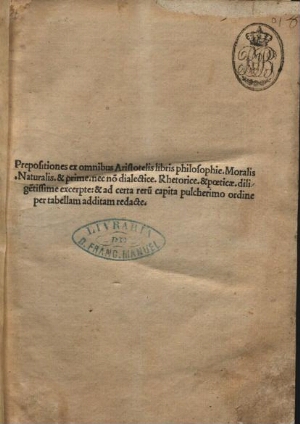 Propositiones ex omnibus Aristotelis libris excerptae