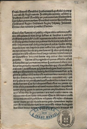 Oratio in obsequio nomine Ferdinandi et Elisabeth Innocentio VIII exhibito