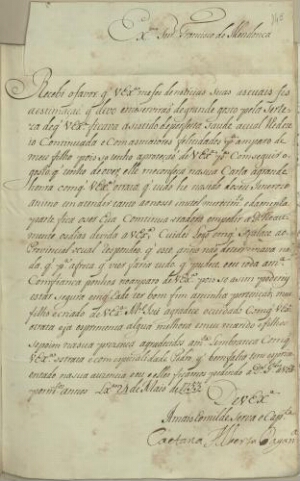 [Carta de Caetana Alberta Paganina dirigida a Francisco Xavier de Mendonça, governador do Estado do ...