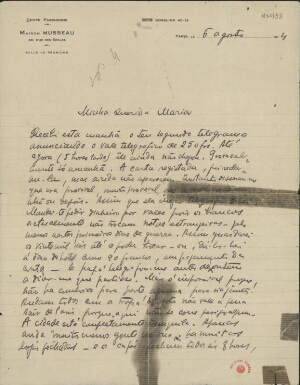 [Carta, 1914 ago. 6, Paris a Maria Cardoso de Sá Carneiro]