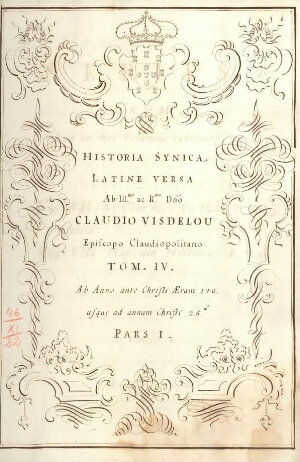 Historia synica latine versa ab... Claudio Visdelou Episcopo Claudiopolitano