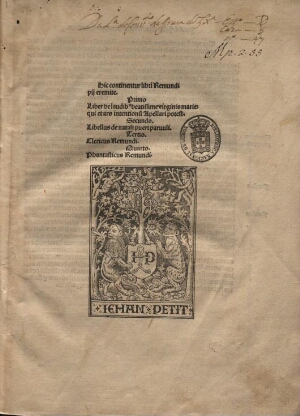 De Laudibus Beatissimae Virginis Mariae ;De Natali pueri parvuli ;Clericus ;Phantasticus