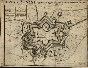Plan de St. Venant, assiegées par les troupes des Hautes Alliez 1710