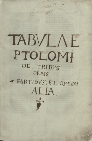 Cosmographia. Registrum alphabeticum super octo libros PtolemaeiDe Locis ac mirabilibus mundi