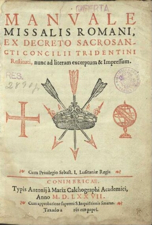 Manuale missalis romani ex decreto sacrosancti Concilij Tridentini...
