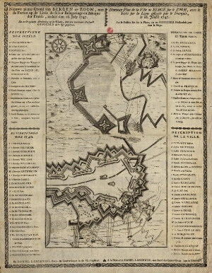 Nieuwe platte Grond van Bergen op Zoom met de forten op de Linie delserver Belegeringe en attaque de...