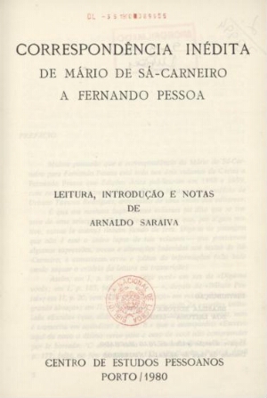 Correspondência inédita de Mário de Sá-Carneiro a Fernando Pessoa