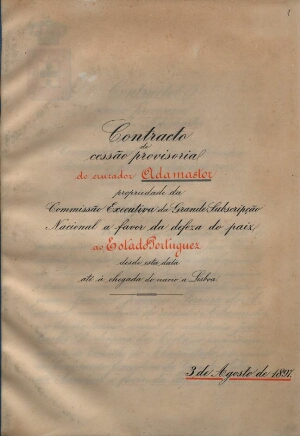 Contrato de cessão provisória do cruzador Adamastor... ao Estado Português