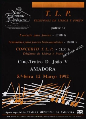 Concerto para jovens - Amadora ;Seminários para jovens instrumentistas - Amadora ;Concerto T. L. P. ...