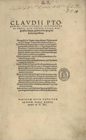 Claudii Ptolemaei Pelusiensis Alexandrini, Omnia Quae Extant, Opera, Geographia excepta, quam seorsi...