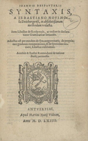Syntaxis, a Sebastiano Novimola Duisburgensi, in absolutissiman methodo redacta