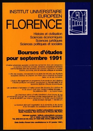 Bourses dªétudes pour Septembre 1991