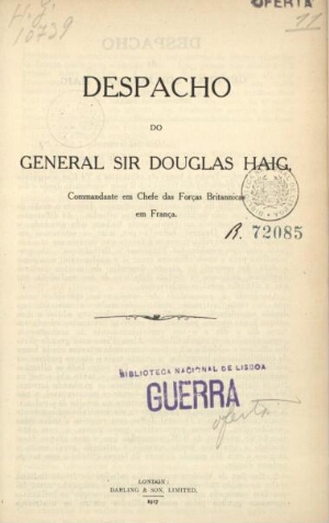 Despacho do General Sir Douglas Haig...