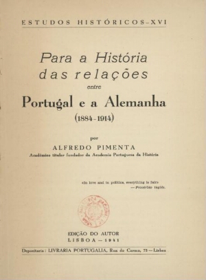 Para a história das relações entre Portugal e a Alemanha (1884-1914)