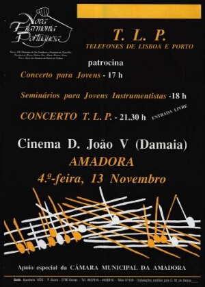 Concerto para jovens - Amadora ;Seminários para jovens instrumentistas - Amadora ;Concerto T. L. P. ...